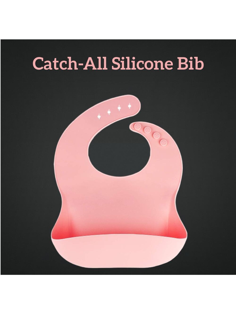 Pink "Mess- Free" Catch All Silicone Baby Bib
